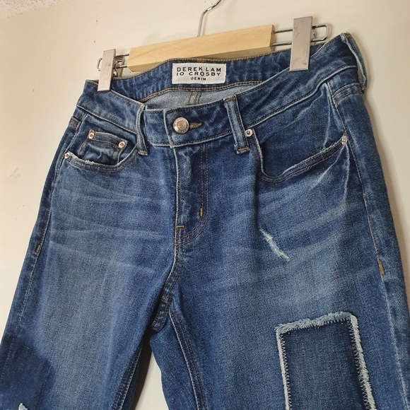 Derek Lam 10 Crosby Denim Mila Patchwork Girlfriend Jeans Size 25 - Picture 3 of 11